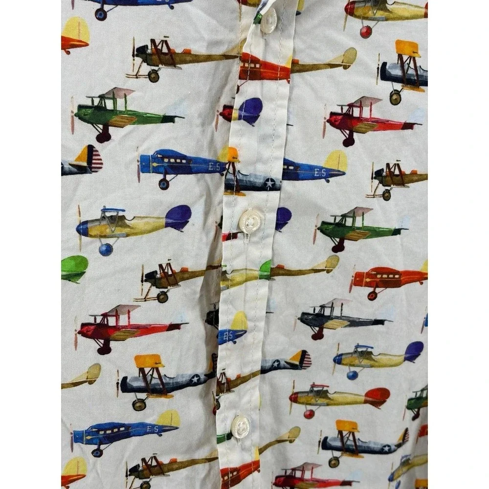 Logg, (H&M) Button-Down Long-Sleeve Collared, Propeller Plane, Men's Size XL